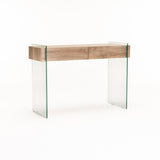 JULEP 110x40cm 12MM TEMPERED GLASS CONSOLE WITH DRAWERS