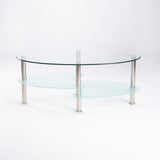 LIBI 90x50cm OVAL GLASS COFFEE TABLE