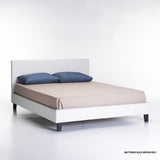 KIM LEATHER TOUCH QUEEN BED - WHITE