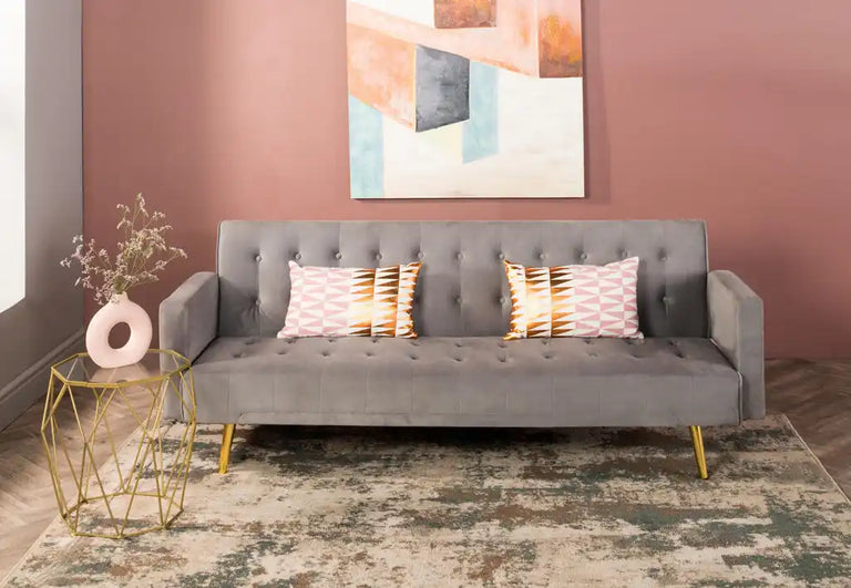 Decofurn Furniture | Mac-Velvet-Sleeper-Couch-Gold-Legs-Grey-1_8 | Dimensions