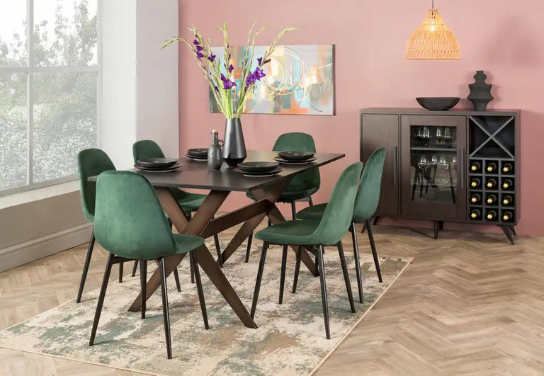 Decofurn Furniture | Table-E030-150x90CM-with-Ava-Velvet-Forest-Green_66 | Dimensions